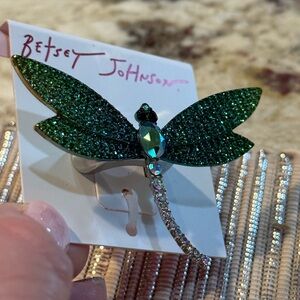 NEW Betsey Johnson Garden Glam Rhinestone Dragonfly Stretch Cocktail Ring
